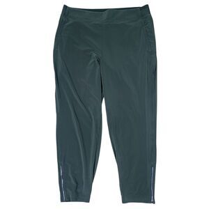 Athleta Pants 16 Olive Green Stretch Pull-On Ankle-Zip‎ Pockets Fitness Travel